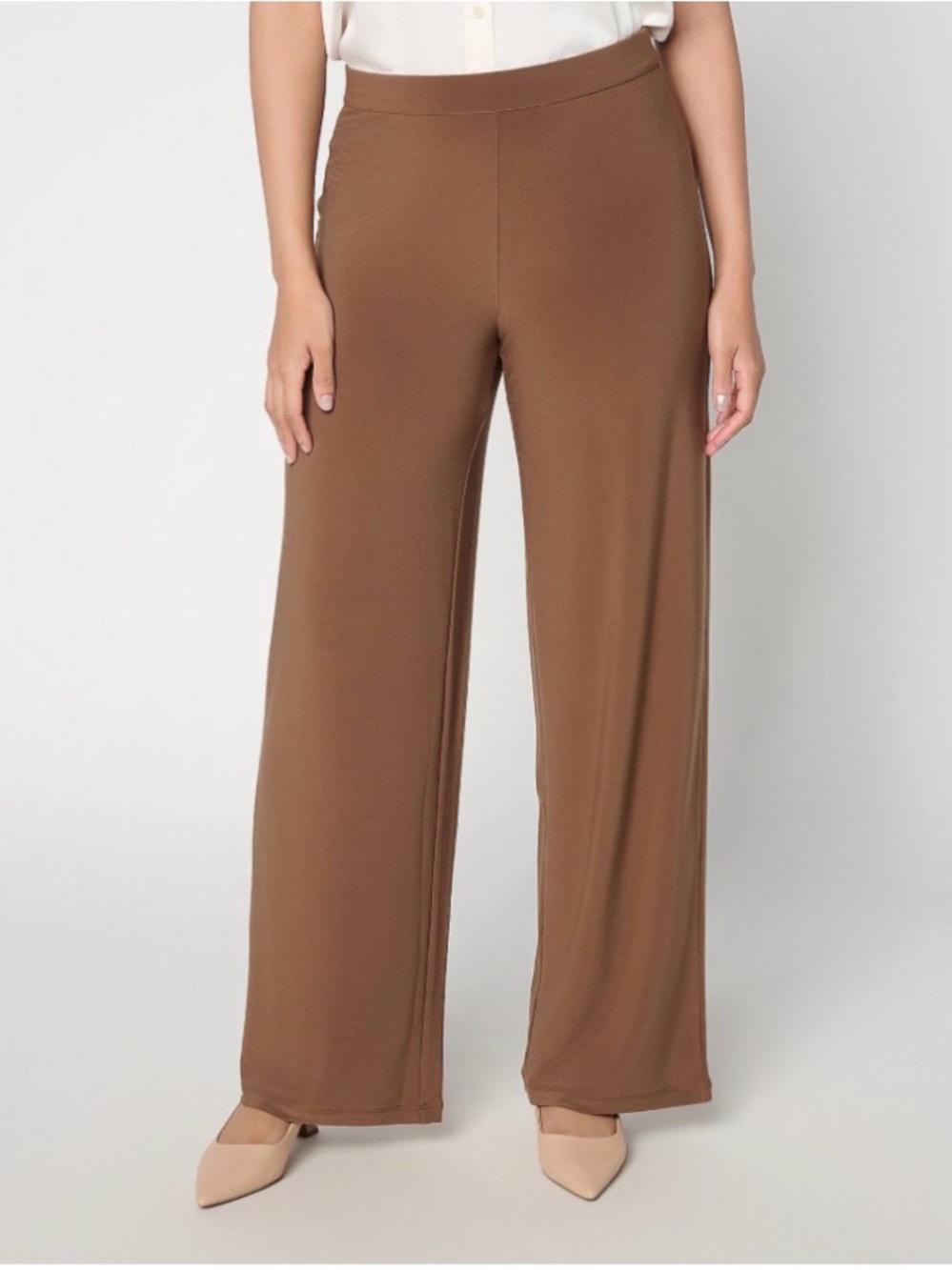 Dennis Basso Petite Italia Knit Wide Leg Pant Size MP Rich Mocha